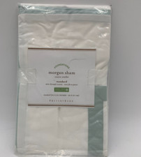 Pottery Barn Morgan Banded Organic Percale Sham Blue Standard G403C