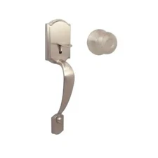 Defiant Castle Satin Nickel Entrance Door Handleset with Hartford Interior Knob