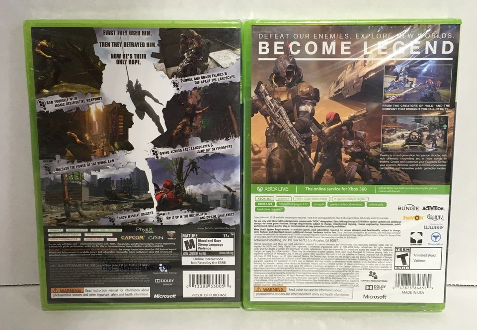 Microsoft XBOX 360 Game Bundle: Destiny & Bionic Commando UNOPENED SEALED - Image 2 of 4