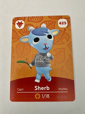 New Nintendo Animal Crossing Amiibo Card Sherb #425 USA
