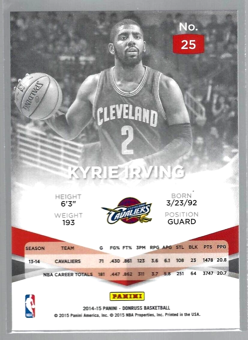 2014-15 Elite Cleveland Cavaliers Basketball Card #25 Kyrie Irving 