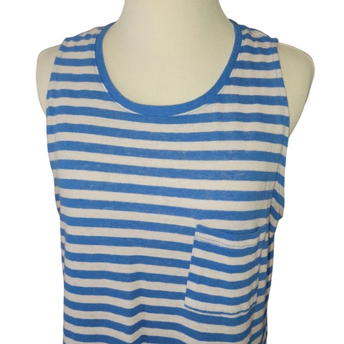Time And Tru Blue & White Striped Sleeveless Tank Top L Women's - Picture 4 of 10
