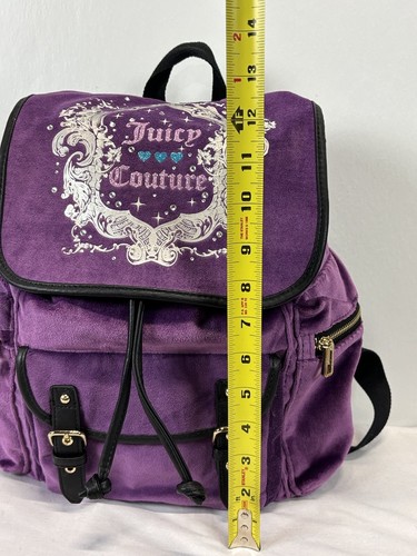 Vtg Juicy Couture Y2K Mini Velvet backpack Purple VGUC HTF - Picture 7 of 8