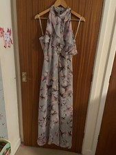 Debut grey floral sleeveless chifon flare maxi dress size 10