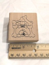 Wood Mounted Rubber Stamp by ANITAS Cute Dog House Bones Puppy Bone Sweet Bone