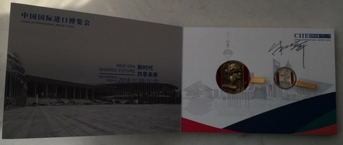2018 China inte'l import expo Silver&Brass Panda Medal set signed by Zhu Xihua - Picture 7 of 8