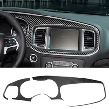 Carbon Fiber Interior Dashboard Instrument Cover Trim For Dodge Charger 2015+