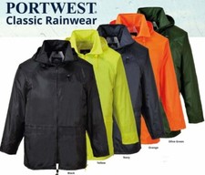Portwest Classic Waterproof Rain Jacket Hooded-Cagoule Genuine Winter Coat-S440