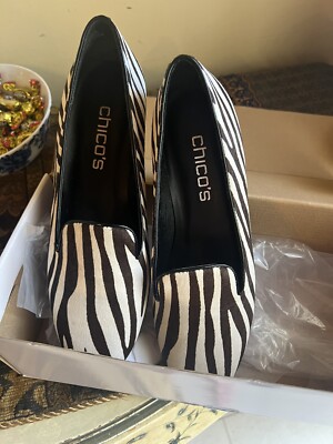 cigarette loafers NIB Chico’s Aleen Zebra calfhair Leather Cigarette loafers 7.5M FS