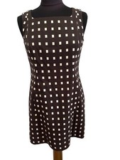 Ann Taylor Brown & Beige Square Pattern Design, Sleeveless Shift Dress, Size 6