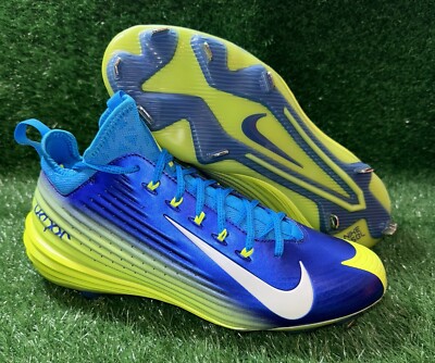 Nike Lunar Vapor Trout Metal Baseball Cleats Blue Volt Size 11 Promo Sample PE