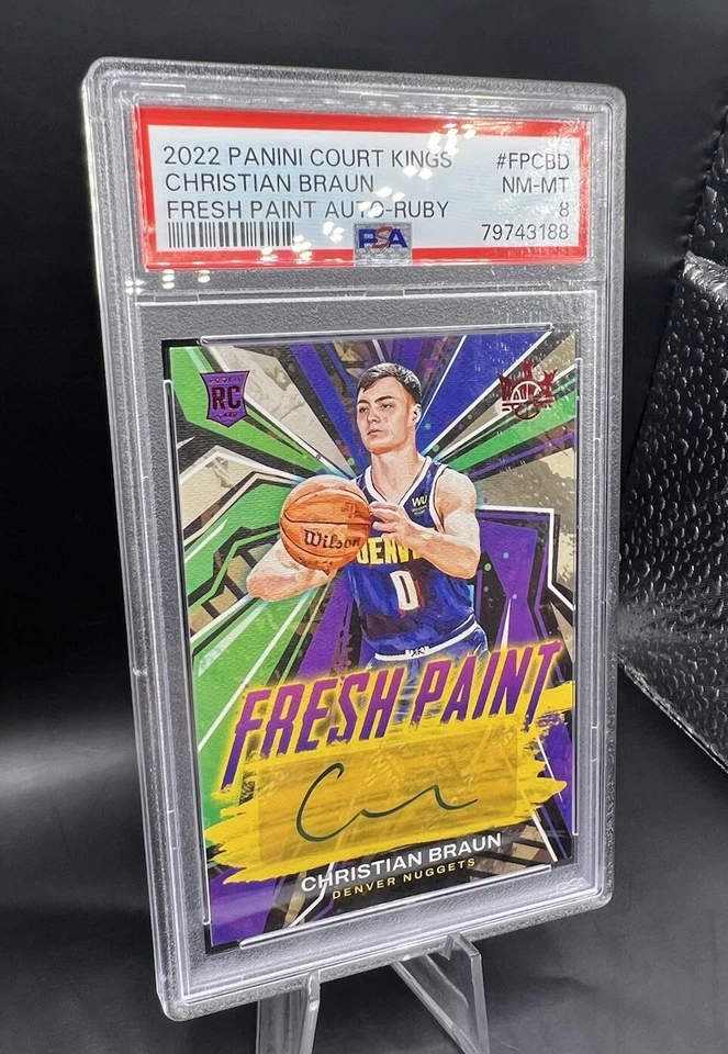 2022-23 Panini COURT KINGS CHRISTIAN BRAUN FRESH PAINT ROOKIE RC AUTO RUBY 59/99 - Image 2 of 4