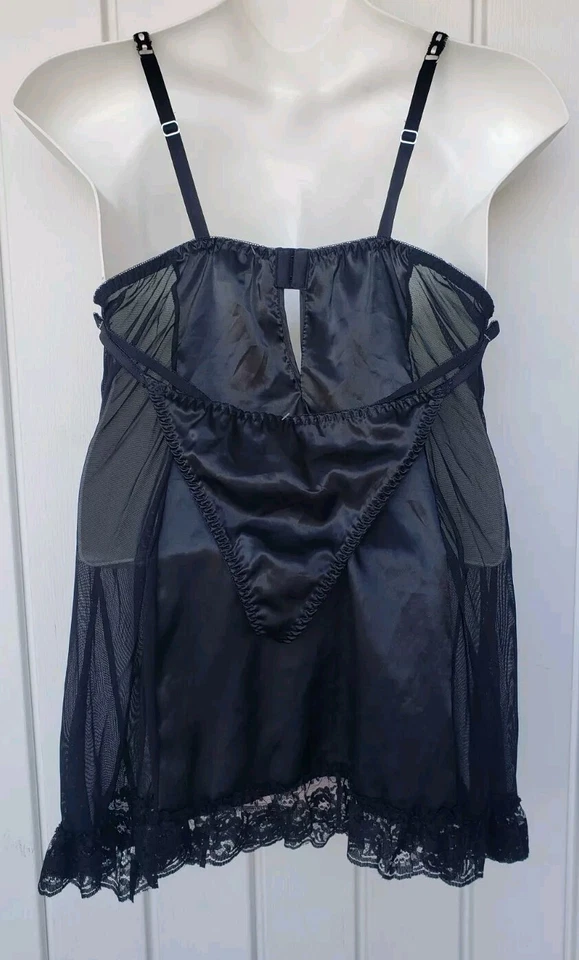 Conjunto Lencería Tanga Satén Ropa Seductora Cinema Etoile Vintage Talla Grande 2X NUEVO  Foto 2 de 4