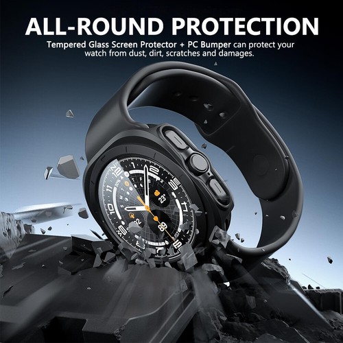 Pour Samsung Galaxy Watch Ultra 47mm Bracelet Acier Silicone + Coque PC Protection - Photo 4 sur 23