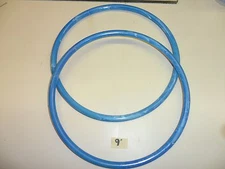 Vintage 9 inch Blue with White Swirls Macrame Plastic Rings - set of 2