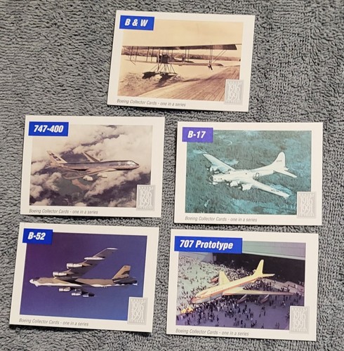 1991 Boeing Collector Cards 5 Card Set, RARE Aviation Memorabilia Airplane