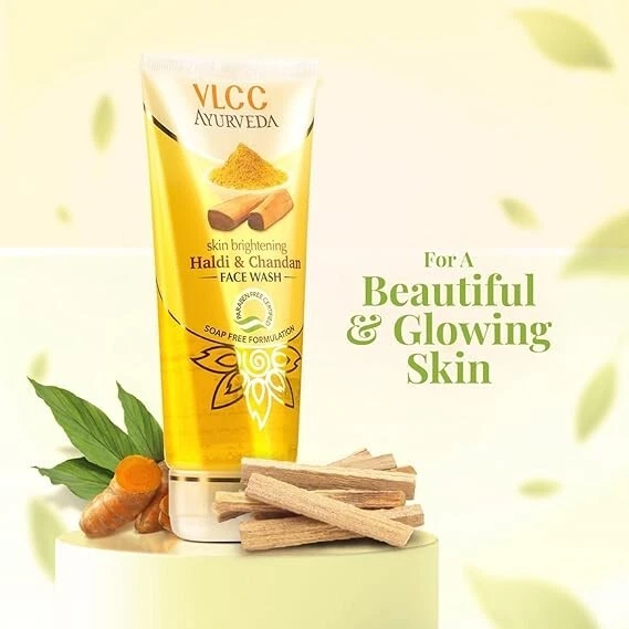 VLCC Ayurveda Skin Brightening Haldi & Chandan Face Wash -100ml Free Shipping - Image 2 of 4