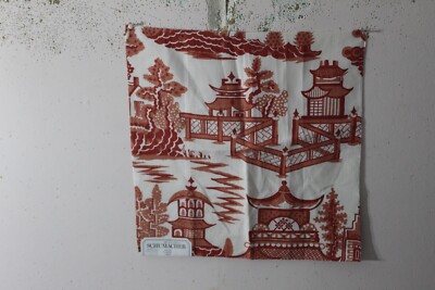 Schumacher, Nan Jing, Japanese Pagoda, 17'' W X 17.50'' L, Color Coral