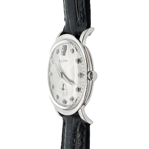 1955 Bulova Mens 14K White Gold Diamond Watch - Picture 3 of 5