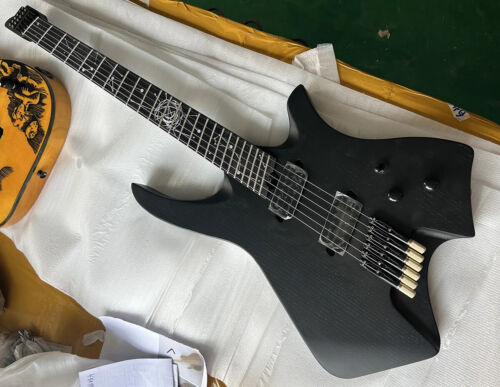 Venta caliente Guitarra Eléctrica Sin Cabeza Negro Mate 6 Cuerdas Ébano Diapasón Cuerpo de Ceniza - Imagen 5 de 8