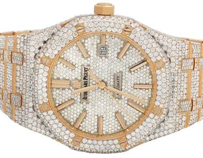 Mens 41 MM Audemars Piguet Royal Oak 18k Rose Gold Watch with VS diamond 25.5 Ct