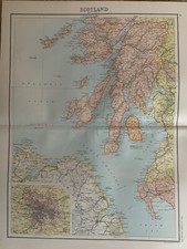1898 SOUTH WEST SCOTLAND ANTIQUE COLOUR MAP BY BARTHOLOMEW 122 YEARS OLD