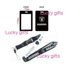 NFL FOOTBALL TEAM Lanyard Keychain Las Vegas Raiders ID Holder US Ship in 1 day