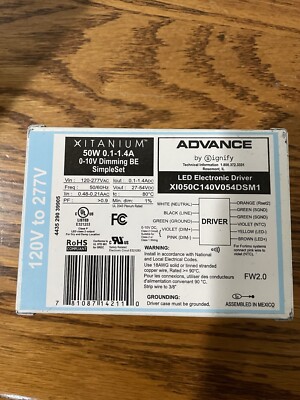 ADVANCE XI050C140V054DSM1 XITANIUM 0-10V DIMMABLE LED DRIVER 27-54V 50W 120-277V