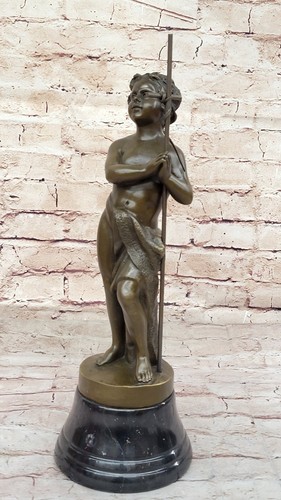 Signed St John The Baptist As A Boy Cast Bronze Sculpture Statue Figurine Figure - Picture 4 of 10