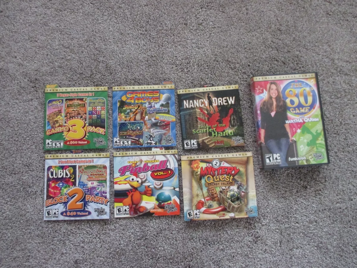 Lot of 7 Premium Casual Games, Mumbo Jumbo, 1 New, 6 Preowned, Tested, PC  CD-Rom