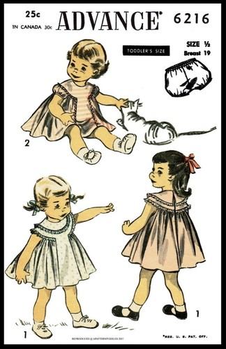 Advance 6216 MUSTER MÄDCHEN Kleid Gehrock & Höschen Höschen - Bild 1 von 5