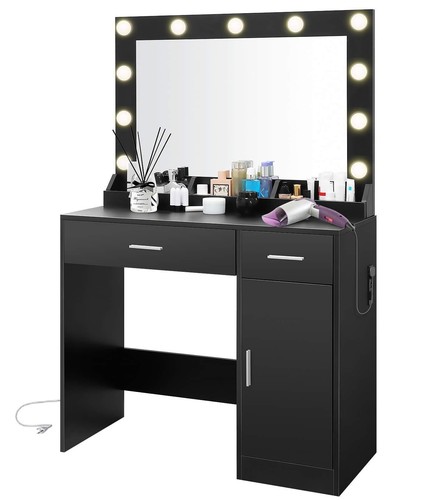 LED Schminktisch Frisiertisch mit 2/5 Schubladen und Steckdosen 1 Schrank Modern - Bild 29 von 67