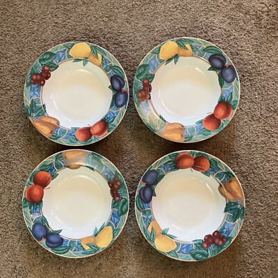 Set of 4 Victoria & Beale Forbidden Fruit Rimmed Soup Bowls 9024