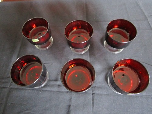 6 x Luminarc Gläser / rot- klar /Kult 60er 70er -/France/ Dessertschalen Sekt - Bild 4 von 5