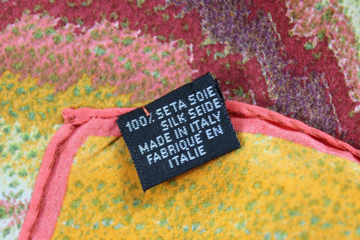 Châle Vintage MISSONI En Soie - Multicolore Motif Géométrique - Italie - Bon état