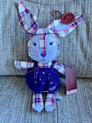 Ted Baker Schottenmuster lila Hase Kaninchen Stofftier Plüsch 40 cm groß selten neu