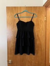 American Eagle Outfitters AEO Tiered Ruffle Mini Sexy Black Dress Size 6