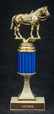 Vintage Horse Show Trophy 1st Place Gold Blue Dated 1972 S Retro