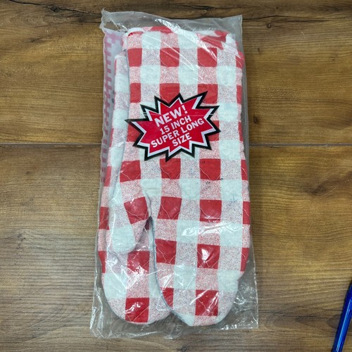 Vintage BBQ Barbecue Or Oven Long Mitts New Old Stock Set Of 2 15" Made in USA - Picture 4 of 4