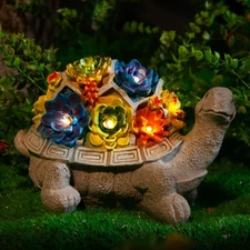 Solar Turtle Light Up Lamp Garden Ornaments Outdoor Decorations Garden Statues