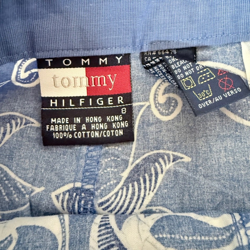 Retro Batik Vintage 90s Tommy Hilfiger Batik Print Wrap Skort - Blue & White Floral ...