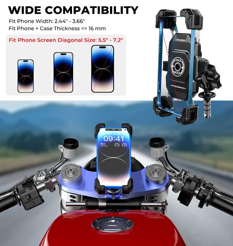 Motorcycle Fork Stem Phone Mount, 1s Auto Lock & Release, Anti-Theft Motorcyc... - Picture 6 of 9