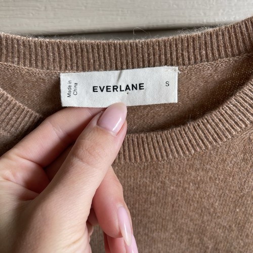 Everlane Womens Sweater Size S Tan Crew Neck Long Sleeve Cashmere Career Money - Picture 3 of 10