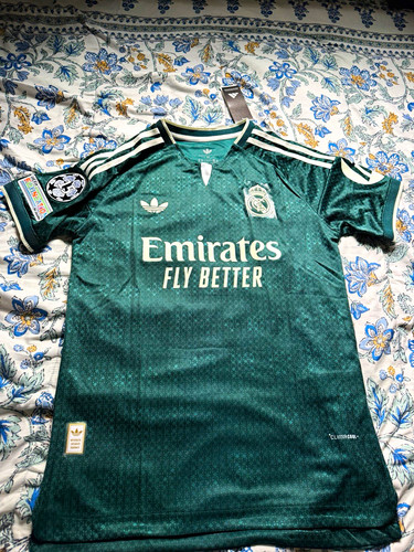 adidas Real Madrid Mbappé #10 UEFA Champions League Jersey Green White Size L