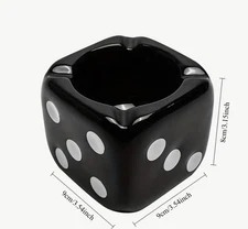 Portable Novelty Black Dice  Themed Ashtray