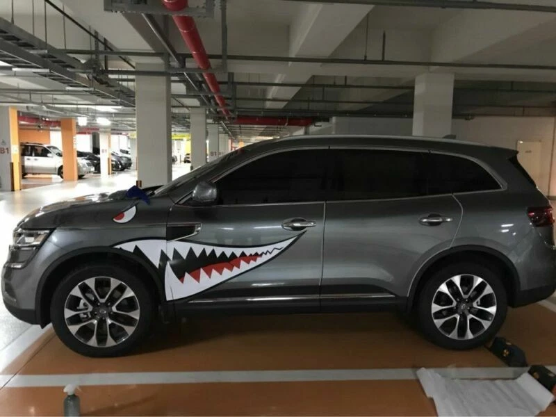 Par de 59 pol. adesivo para dentes boca de tubarão vinil decalque externo para porta lateral de carro - Imagem 4 de 4