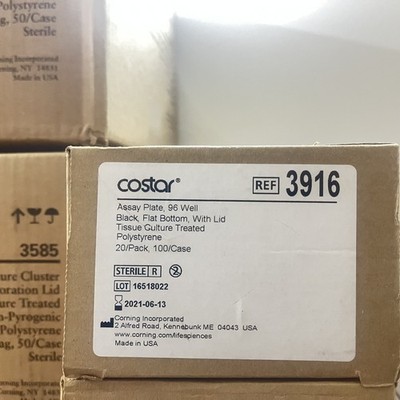 Corning 96-well Solid Black Flat Bottom Polystyrene TC-treated Microplates 3916