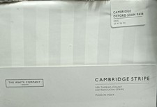 Pair Of White Company Cambridge Stripe King Size Pillowcases 500 Thread Count