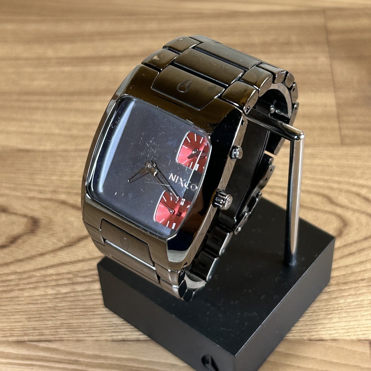 Nixon The Banks Gunmetal Stainless Steel Dual Time Quartz Watch