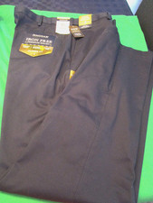 NWT 60 HAGGAR CLASSIC FIT HIDDEN COMFORT WAIST FLAT FRONT PANTS NAVY 38X34